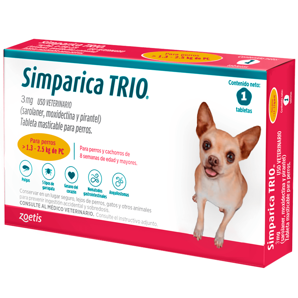 SIMPARICA TRIO DORADO 1.3 2.6 KG X 1 TAB Representaciones DURAND